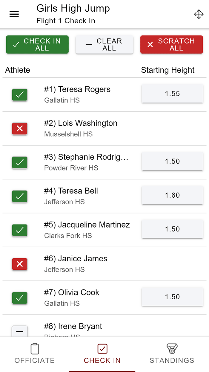 Horizontal Entry List